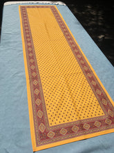 Load image into Gallery viewer, Wipe-Clean Table Runner Esterel in Safran, Jade, and Ecru Ciel