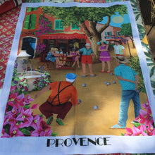 Load image into Gallery viewer, Chez Fanny Bustling French Provence Town Printed Linen Dishtowel
