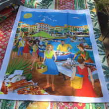 Load image into Gallery viewer, Provence Port Side Marché/ Farmers Market Printed Dish Towel
