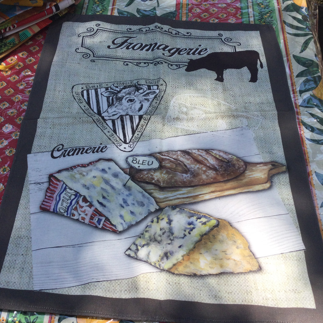 Fromagerie Crèmerie Printed Linen Dishtowel from Provence